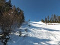 Winter view of Ski area of Resort of Bansko, Pirin Mountain