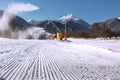 Groomed ski run and mountains, Bansko, Bulgaria Royalty Free Stock Photo