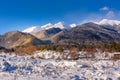 Bansko, Bulgaria, snow Pirin mountains panorama Royalty Free Stock Photo