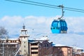 Bansko cable car cabin and snow peaks, Bulgaria Royalty Free Stock Photo