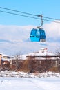 Bansko cable car cabin and snow peaks, Bulgaria Royalty Free Stock Photo