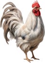 Bantam. Close-up colored-pencil sketch of a Japanese bantam. AI-Generated.