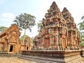 Banteay Srei Siem Reap Castle is one of the most  beautiful castles in Cambodia Construction of pink sandstone Carved into Royalty Free Stock Photo