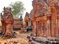 Banteay Srei Siem Reap Castle is one of the most  beautiful castles in Cambodia Construction of pink sandstone Carved into Royalty Free Stock Photo