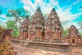 Banteay Srei Temple located in Angkor Thom area in Siem Reap city of Cambodia. Royalty Free Stock Photo