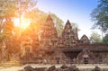 Banteay Srey Temple ruins Xth Century on a sunset, Siem Reap, Cambodia Royalty Free Stock Photo