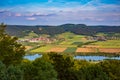 The Banz Abbey view to Main River and The Fourtee Holy Helpers Church Royalty Free Stock Photo