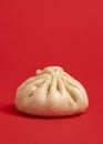 Bao dumpling minimalist isolated on a red background Royalty Free Stock Photo