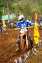 Motorcyclist on the competition at motorcycle race Royalty Free Stock Photo