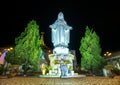 View outside Bao Loc parish church night in winter.