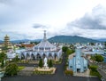 Aerial view Architectural outside Bao Loc Cathedral, Vietnam