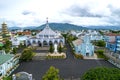 Aerial view Architectural outside Bao Loc Cathedral, Vietnam