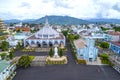 Aerial view Architectural outside Bao Loc Cathedral, Vietnam