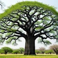 Baobab african trees isolated on transparent and white