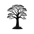 Baobab Icon hand draw black colour tree logo symbol perfect