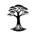 Baobab Icon hand draw black colour tree logo symbol perfect