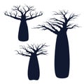 baobab silhouette african typical desert tree vector logo design