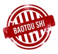 Baotou Shi - Red grunge button, stamp