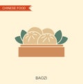 Baozi dumpling. Dim sum food element, bao bun. Flat icon