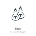 Baozi outline vector icon. Thin line black baozi icon, flat vector simple element illustration from editable food and restaurant Royalty Free Stock Photo