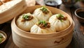 Baozi are steamed buns filled Royalty Free Stock Photo