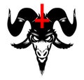 Baphomet, Goat headed demon with inverted cross, petrus cross on the forehead. Baphomet of the Church of Satan
