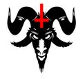 Baphomet, Goat headed demon with inverted cross, petrus cross on the forehead. Baphomet of the Church of Satan