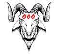 Baphomet, Goat headed demon with inverted cross, petrus cross on the forehead. Baphomet of the Church of Satan