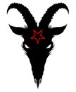 Baphomet, Goat headed demon with a red pentagram on the forehead - head.