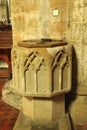 Baptismal font in St Nicholas church, Sandhurst, Sussex.