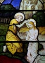 Baptism of Jesus in stained glass Royalty Free Stock Photo