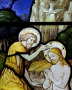 Baptism of Jesus in stained glass Royalty Free Stock Photo