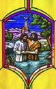 Jesus Baptism Stained Glass Mission San Jose del Cabo Mexico Royalty Free Stock Photo