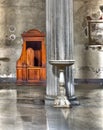 Italy. Baptismal font and confessional of the Catholic Church in the city of Rome. HDR image Royalty Free Stock Photo