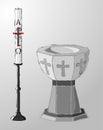 Baptismal font and paschal candle, baptism Royalty Free Stock Photo