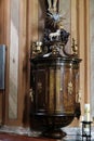 Baptismal font in the Saint John the Baptist church in Zagreb, Croatia