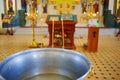 A baptismal font is a special baptismal vessel used in the Orthodox church