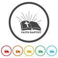 Baptist Church symbol icons in color circle buttons