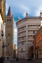 The baptistery and cathedral of Parma in Duomo square Royalty Free Stock Photo