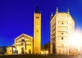 Baptistery and Cathedral is religious landmark of night italian city Parma Royalty Free Stock Photo