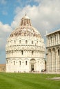 The Baptistry and the Cathedral at Piazza del Duomo in Pisa, Italy