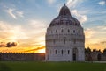 Baptistry of Pisa at sunset, Italy