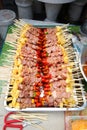 Bar-B-Q or BBQ with kebab cooking. Royalty Free Stock Photo