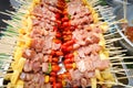 Bar-B-Q or BBQ with kebab cooking. Royalty Free Stock Photo