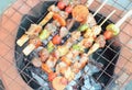 Bar-B-Q or BBQ with kebab cooking Royalty Free Stock Photo