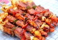 Bar-B-Q or BBQ with kebab cooking. Royalty Free Stock Photo