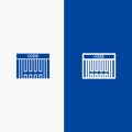 Bar, Barcode, Code, Shopping Line and Glyph Solid icon Blue banner