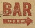 Bar Beer Sign on side of building painted