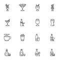 Bar beverages line icons set Royalty Free Stock Photo