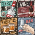 Bar booze colorful set posters